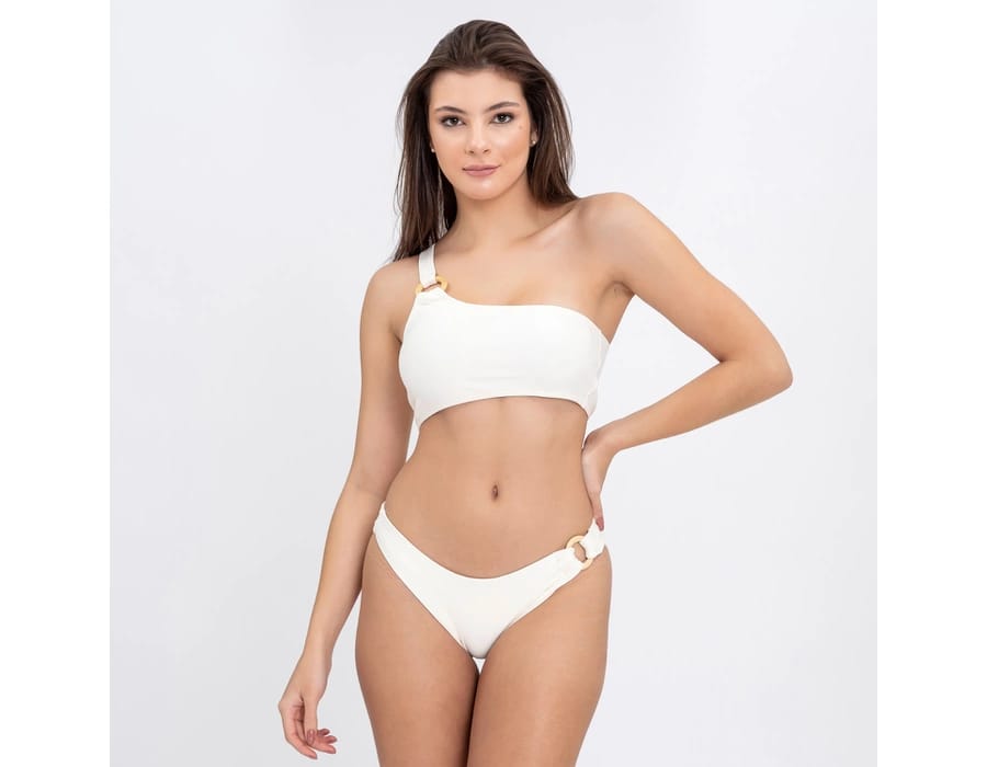 Ivory One Shoulder Bikini Set