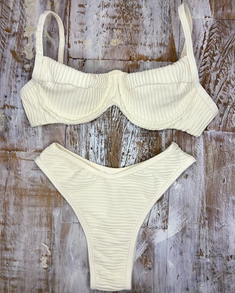 Ivory Textured Underwire Bikini Top