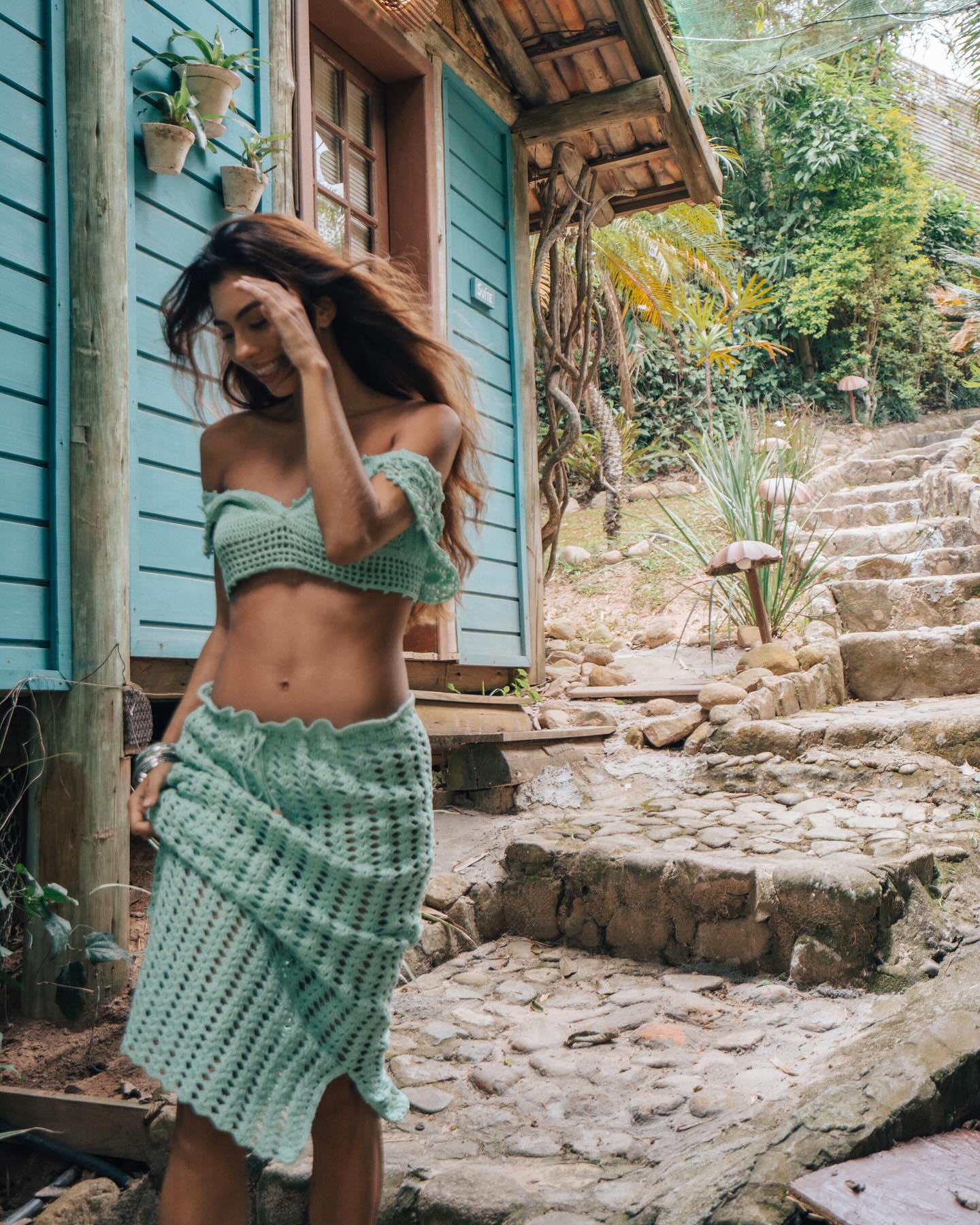 Green Crochet Skirt