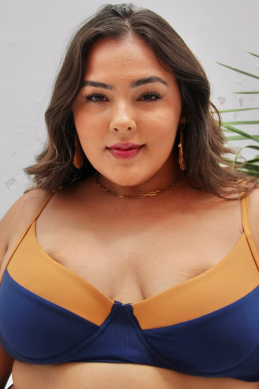 Plussize Navy Underwire Bikini Top