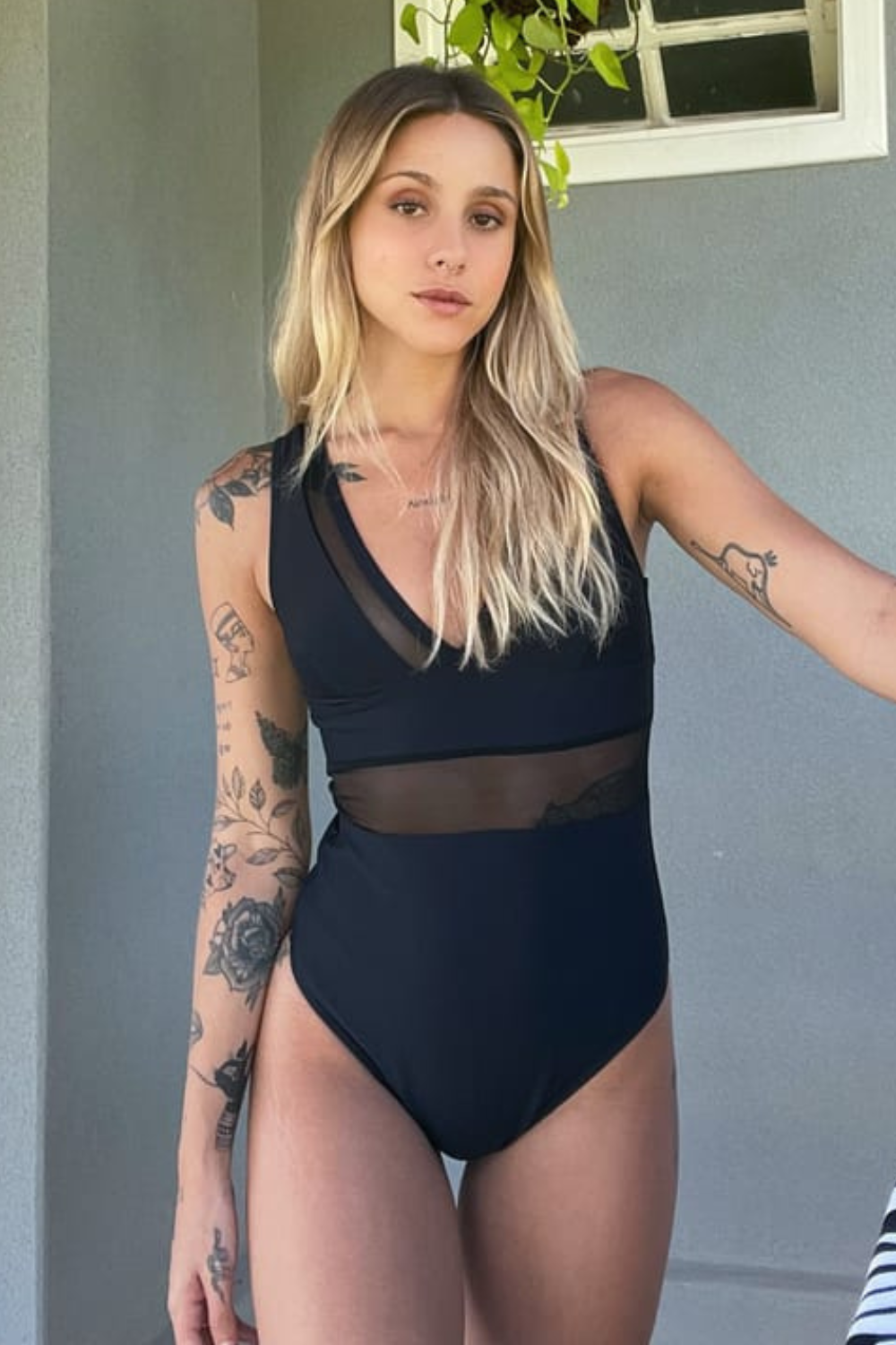 Black Mesh One-Piece