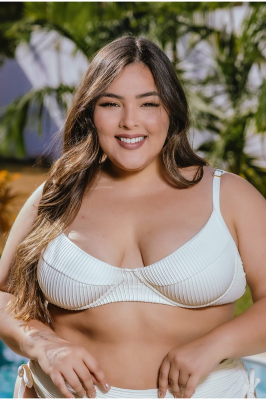 Plussize Ivory Textured Underwire Bikini Top