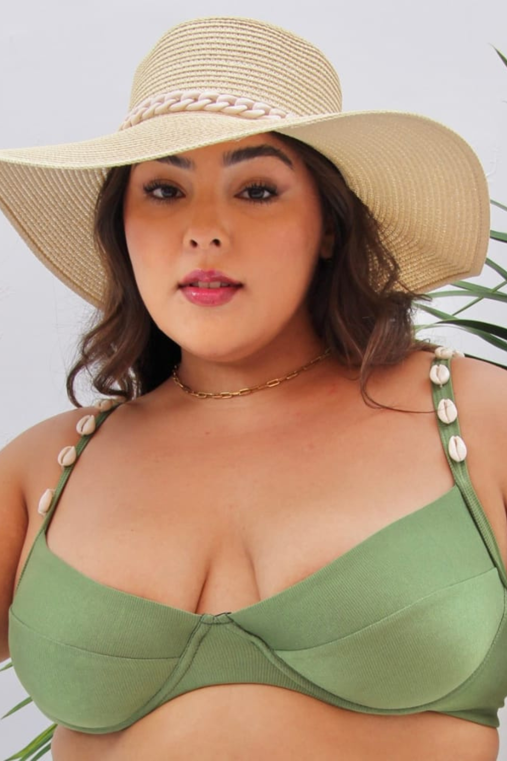 Plussize Green Shells Underwire Bikini Top