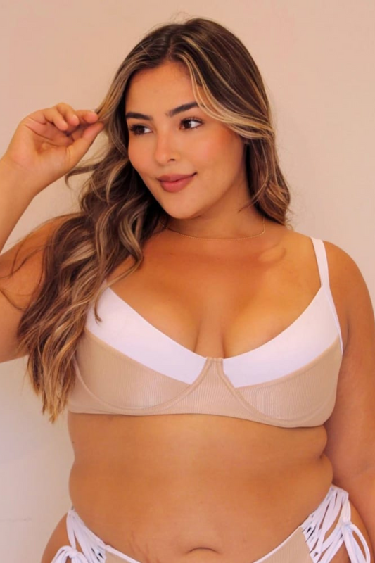 Plusssize Beige Underwire Bikini Top