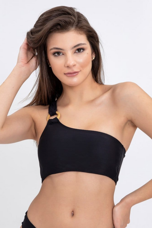 Black One Shoulder Bikini Top