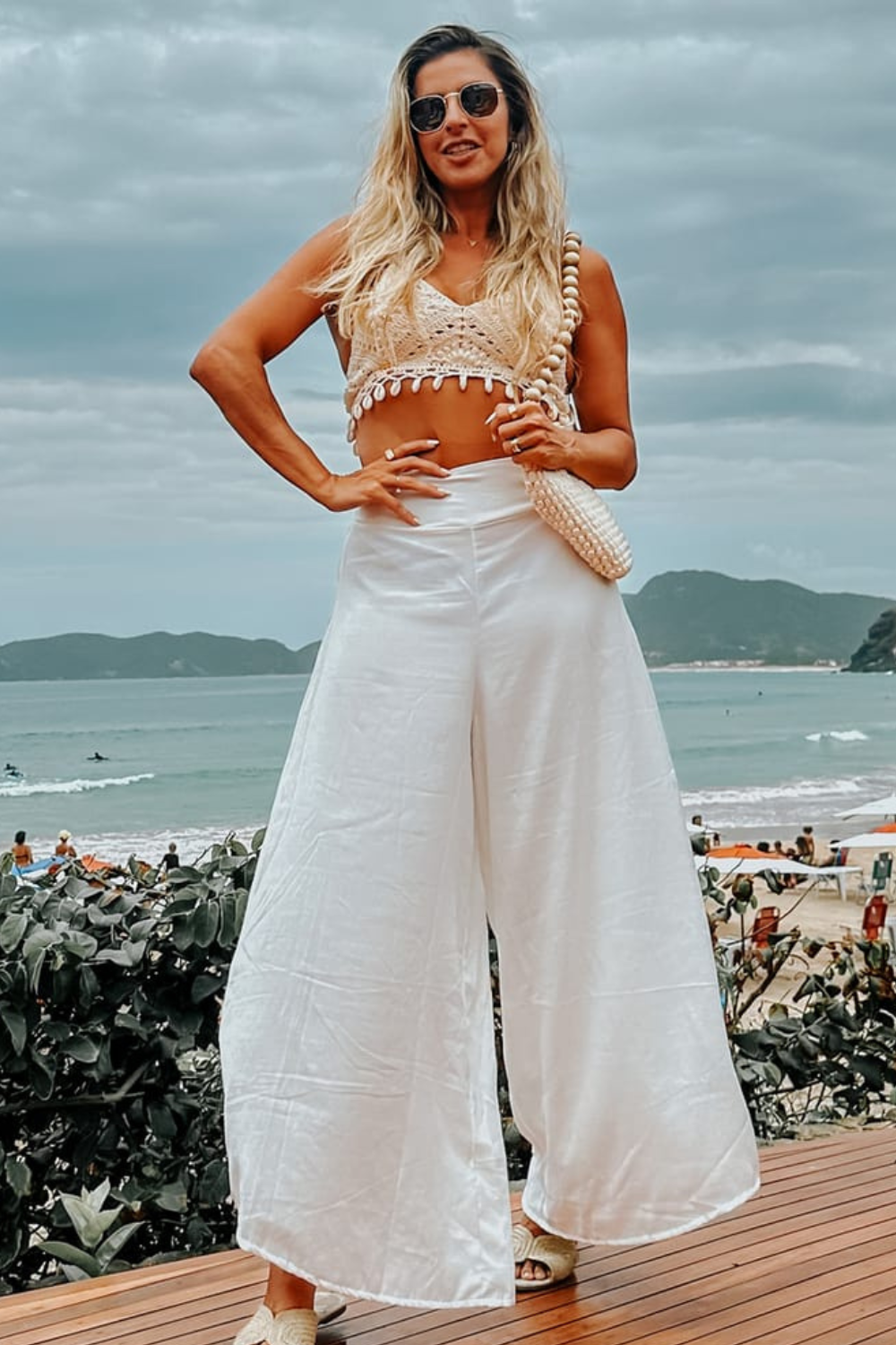 Ivory Boho Breeze Wide-Leg Pants