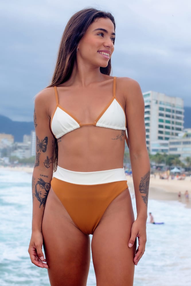 Ivory Brown High Waisted Bikini