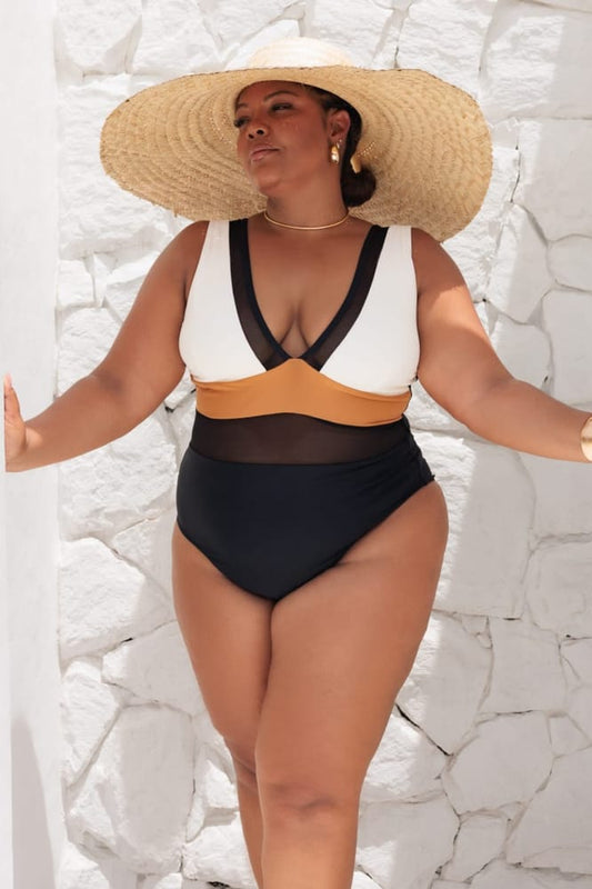 Plussize Eclipse Mesh One-Piece