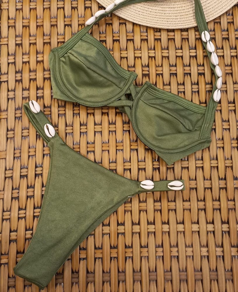 Green Underwire Shell Bikini