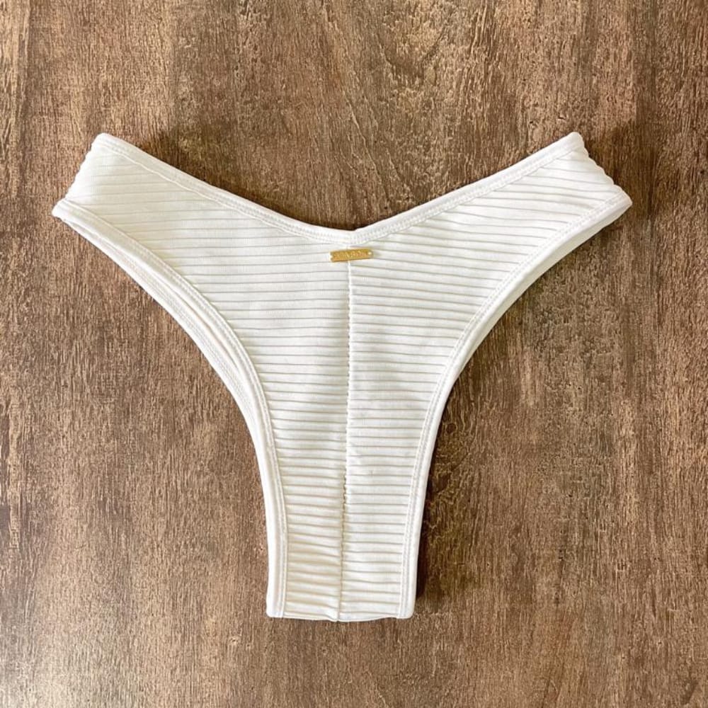 Ivory Textured Cheeky Bikini Bottom