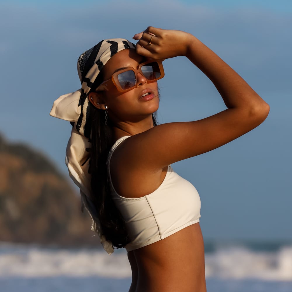 Ivory One Shoulder Bikini Top