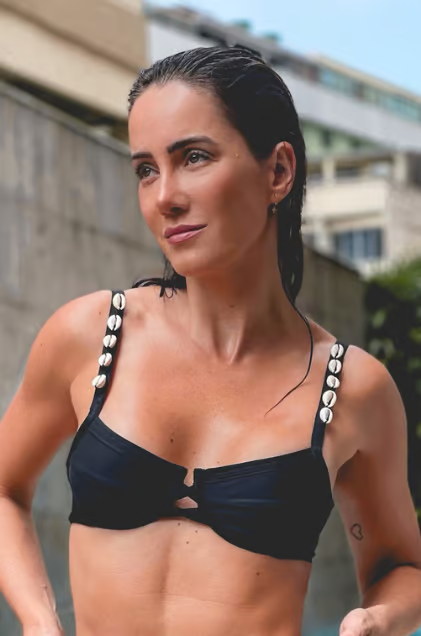 Black Underwire Shell Bikini Top