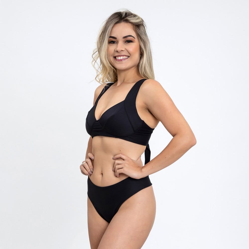 Black Underwire Resort Tie-Back Bikini Top