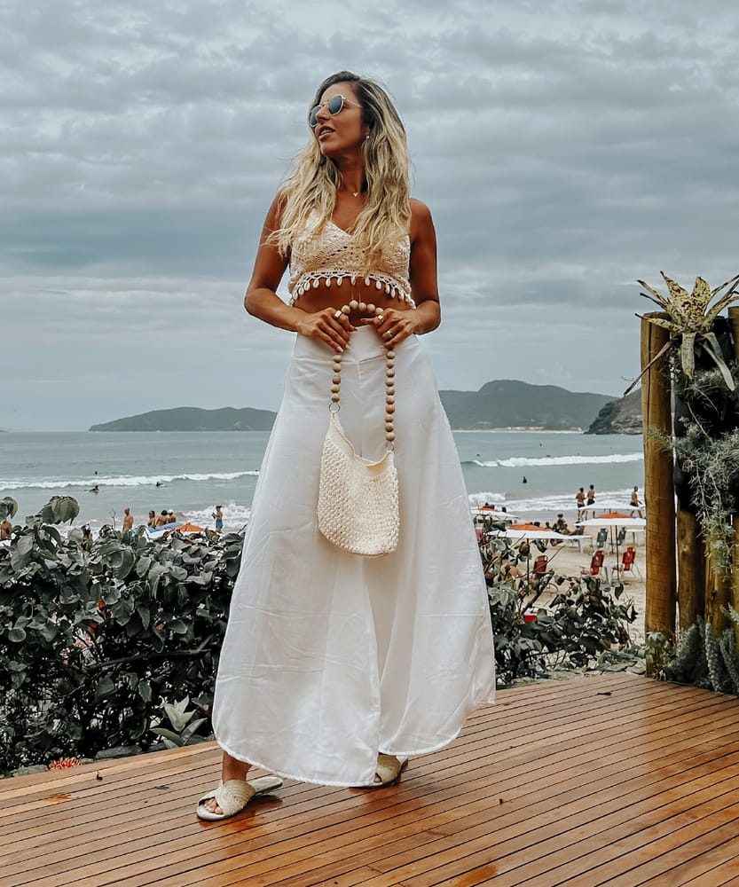 Ivory Boho Breeze Wide-Leg Pants