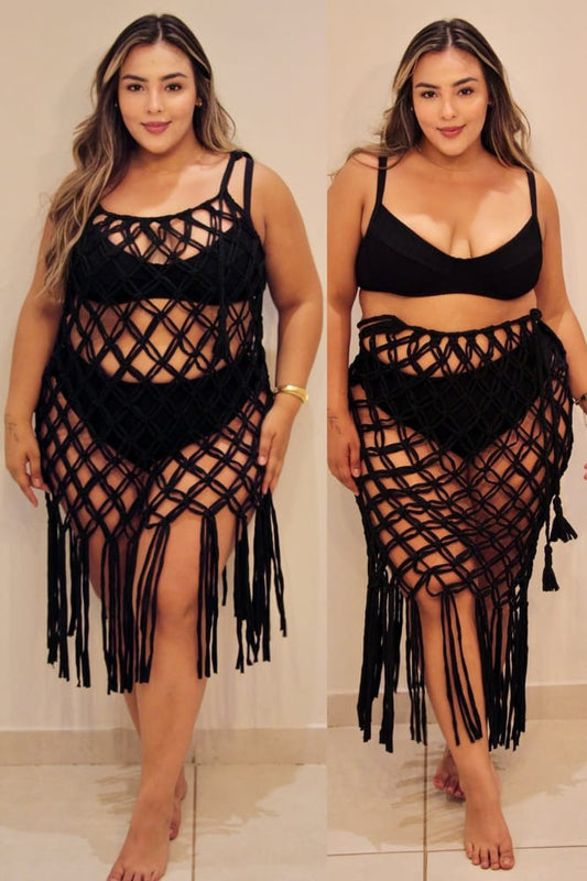 Black Macrame Dress & Skirt 2 in 1