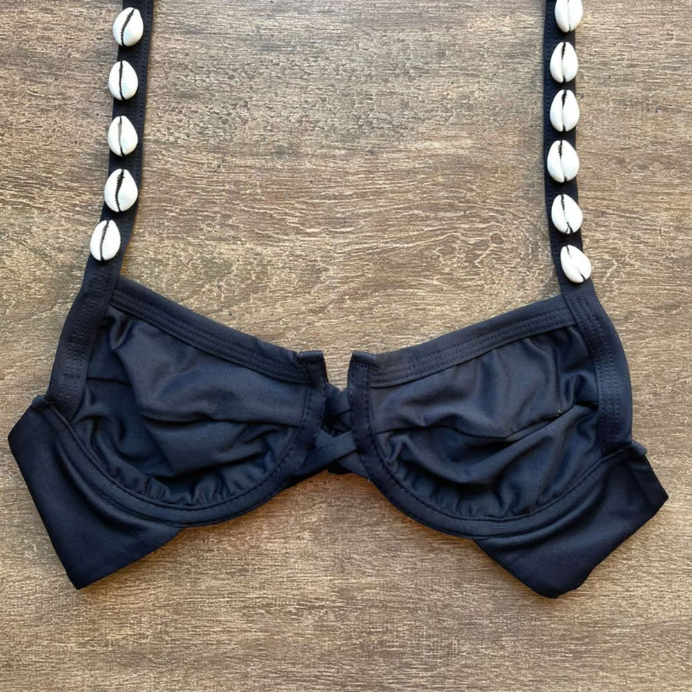 Black Underwire Shell Bikini Top