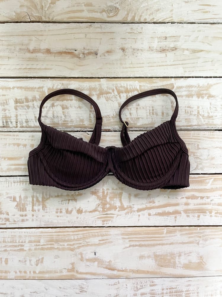 Brown Textured Underwide Bikini Top